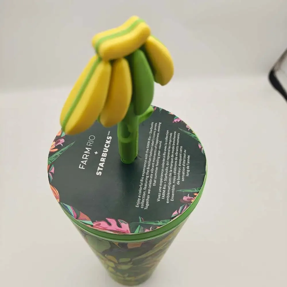 Starbucks x FARM Rio Banana Board Cold Cup Tumbler with Straw Topper 24 oz